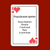 Spelkort med lista över populära pokerspel